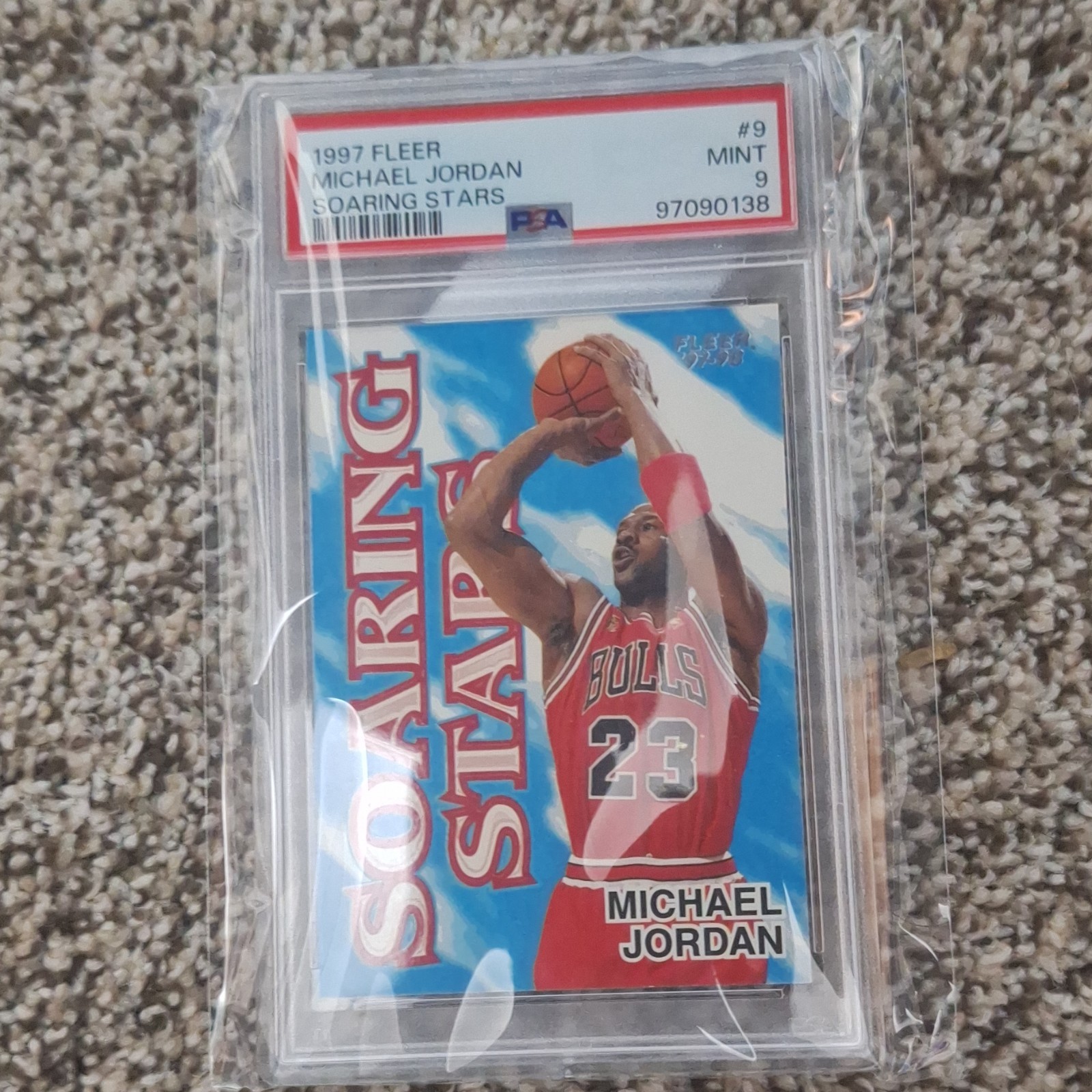 Fleer 1997-98 Michael Jordan Soaring Stars High Flying #9 HFSS PSA 9 Bulls Fleer 1997-98 Michael Jordan Soaring Stars High Flying #9 HFSS PSA 9 Bulls