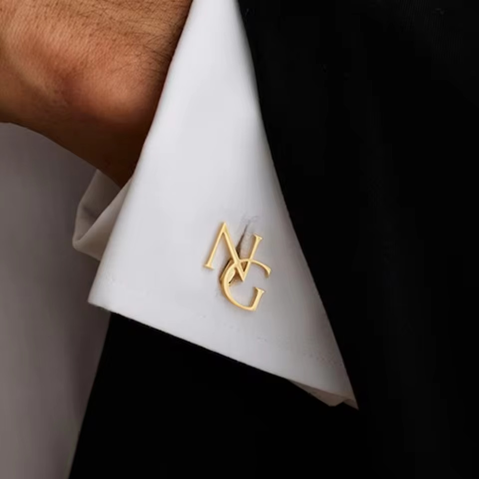 Customized Two Letters Name Initials Cufflinks Pair Jewelry Men Women Silver