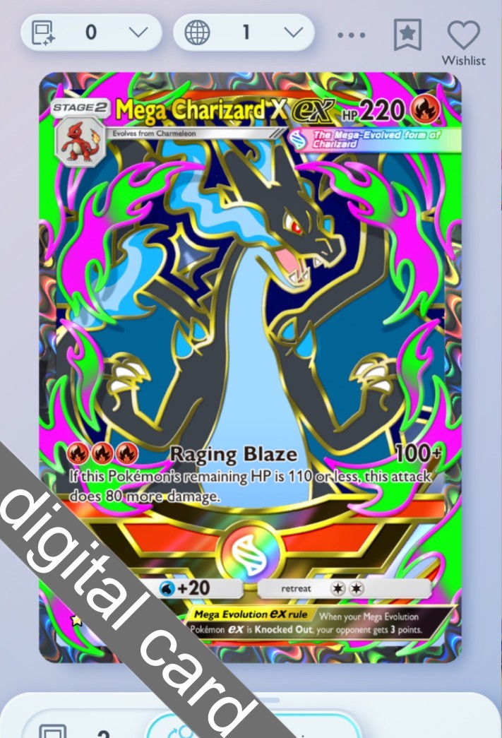 Pokemon TCG POCKET - Mega Charizard X Full Art 2⭐, Deluxe MEGA, English Pokemon TCG POCKET - Mega Charizard X Full Art 2⭐, Deluxe MEGA, English