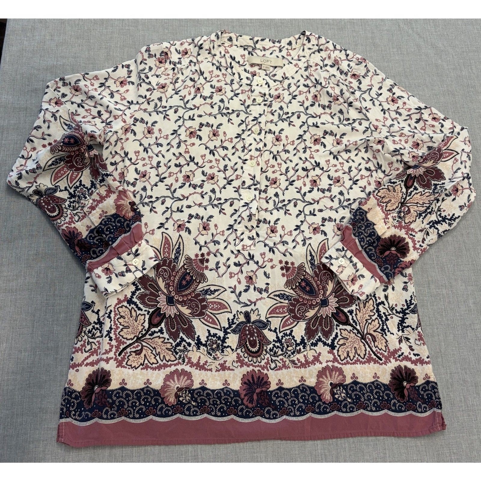 Ann Taylor Loft Tunic Top Size M Boho Floral Pattern Ann Taylor Loft Tunic Top Size M Boho Floral Pattern