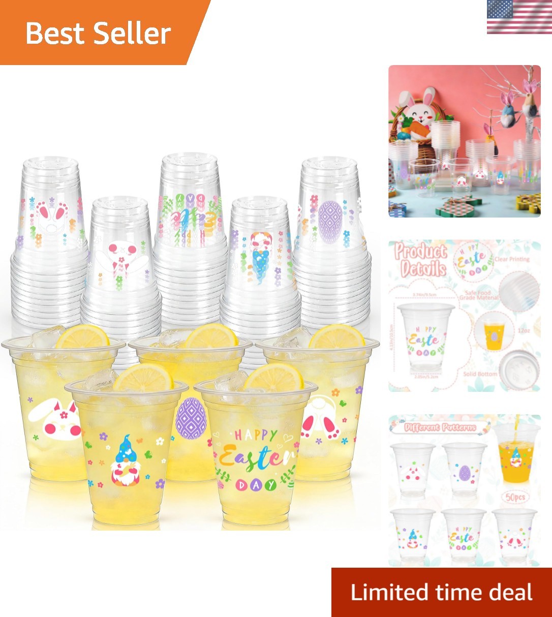 Easter Party Cups - 50pcs 12oz Easter Bunny Clear Plastic Disposable Cups Set... Easter Party Cups - 50pcs 12oz Easter Bunny Clear Plastic Disposable Cups Set...