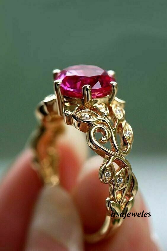 2.18CT Round Cut Real Pink Ruby 14K Yellow Gold Finish Engagement Jewelry Ring 2.18CT Round Cut Real Pink Ruby 14K Yellow Gold Finish Engagement Jewelry Ring