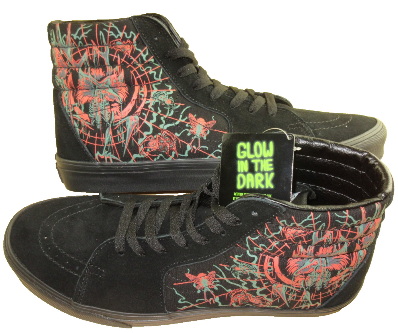 Vans Men\'s Sk8-Hi Dark Omens Glow in the Dark Black Skate shoes Size 12 NIB