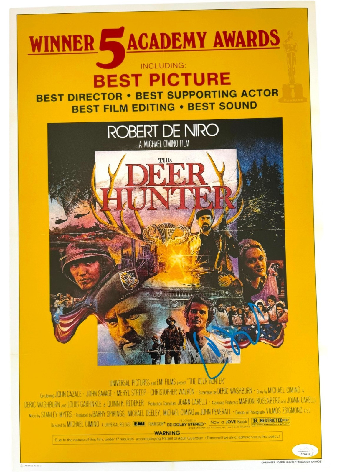 CHRISTOPHER WALKEN SIGNED THE DEER HUNTER 12X18 MOVIE POSTER PHOTO JSA COA