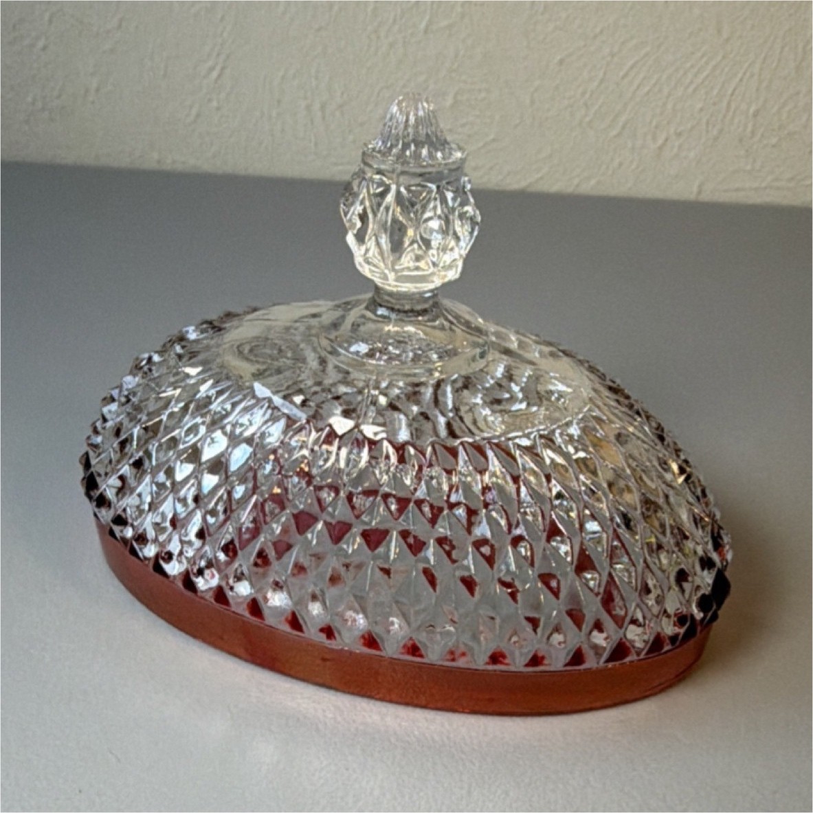 Vintage Retro Indiana Clear Red Glass Butter Lid Replacement 