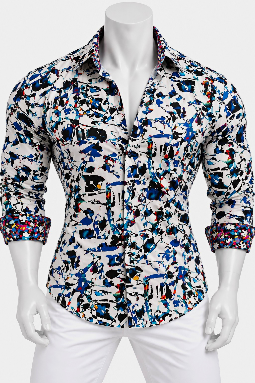 Robert Graham Mens L Abstract Print Long Sleeve Shirt Multicolor Button Up