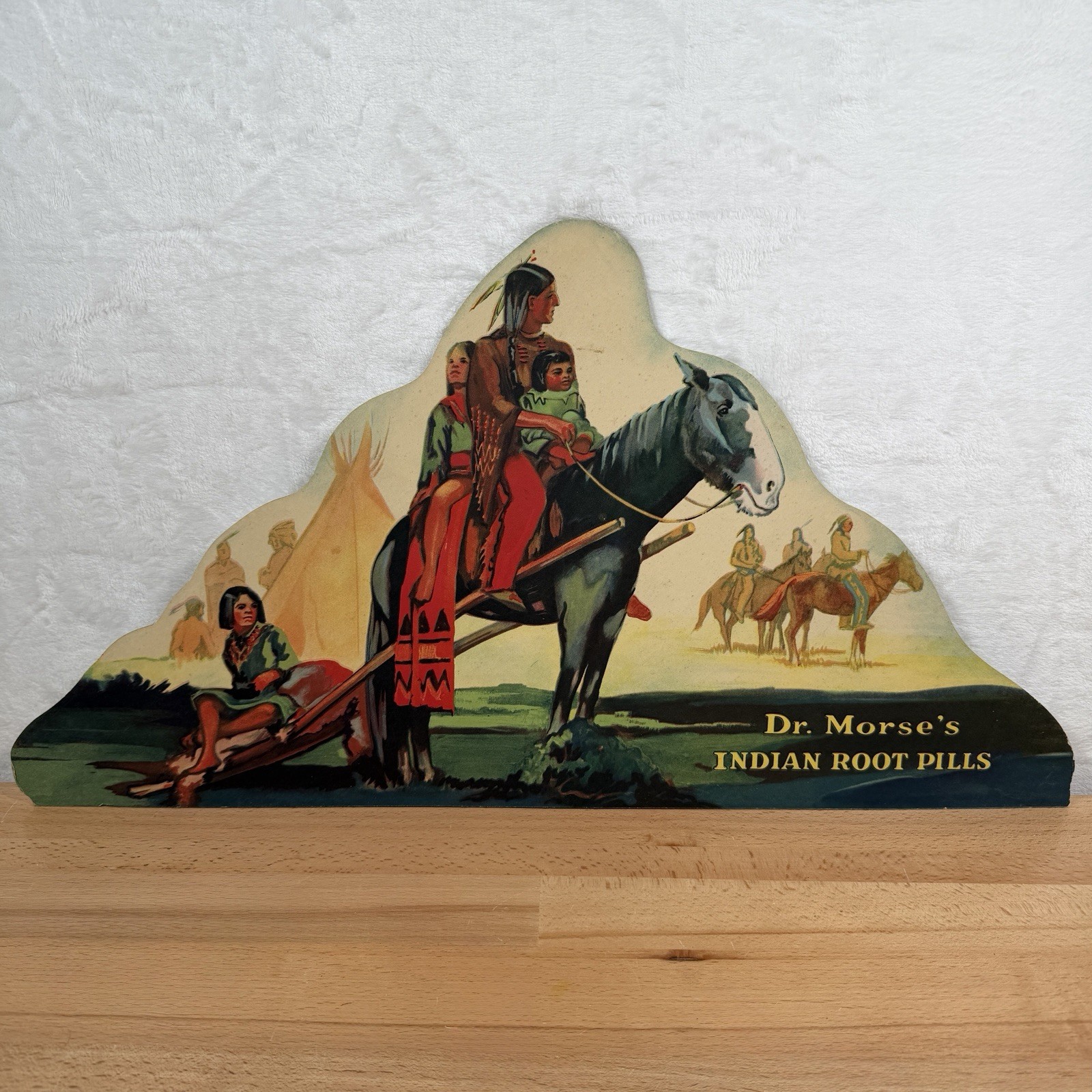 Antique DR MORSE’S Indian Root Pills Cardboard Litho Easel Back Advertising Sign Antique DR MORSE’S Indian Root Pills Cardboard Litho Easel Back Advertising Sign
