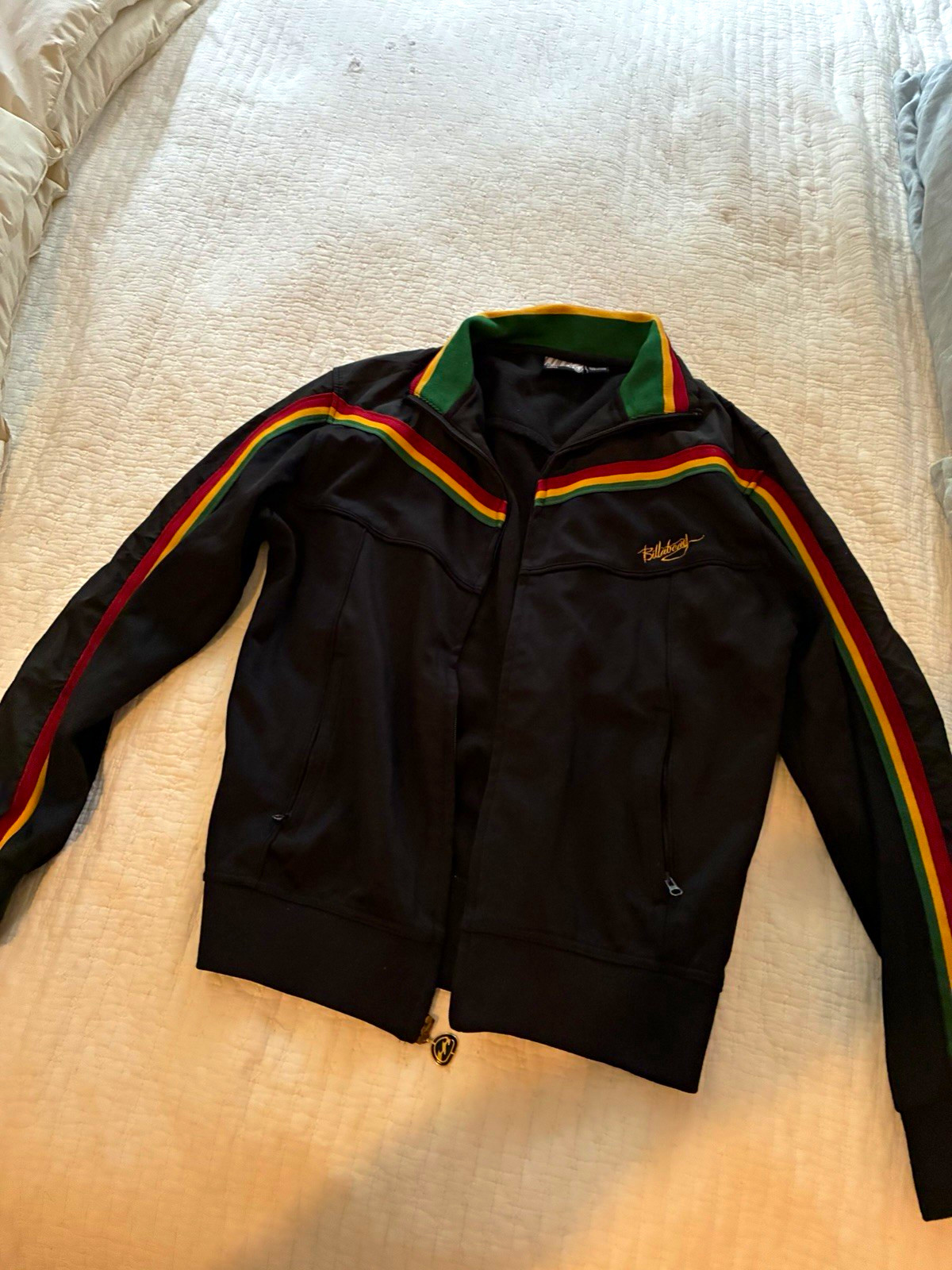 Billabong Men\'s Track Jacket Full-Zip Black Stripe Pockets Knit Polyester s Billabong Men\'s Track Jacket Full-Zip Black Stripe Pockets Knit Polyester s