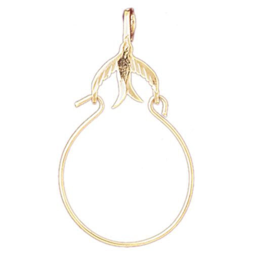 Love Bird Charm Holder Charm Pendant 14k Gold (0.9 Grams)