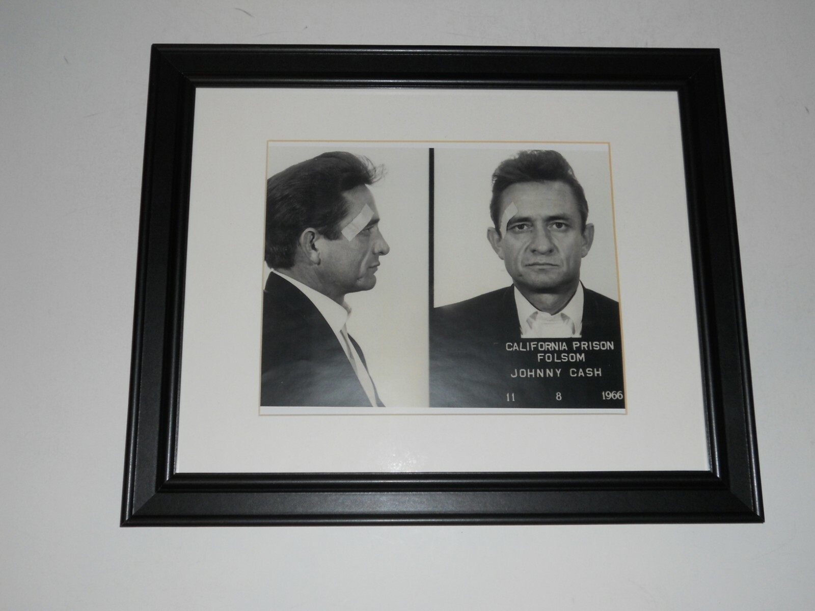 Large Framed Johnny Cash 1966 Prison Mugshot b/w Famous Picture 11/8/66 24\