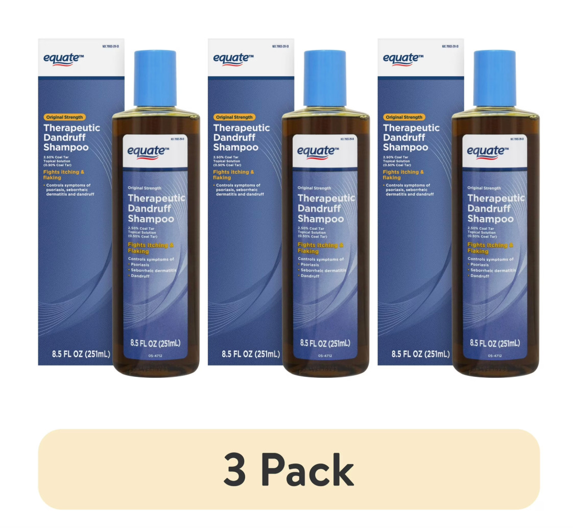 NEW Set of 3 Bottles Equate Dandruff T/Gel Therapeutic Shampoo Tgel