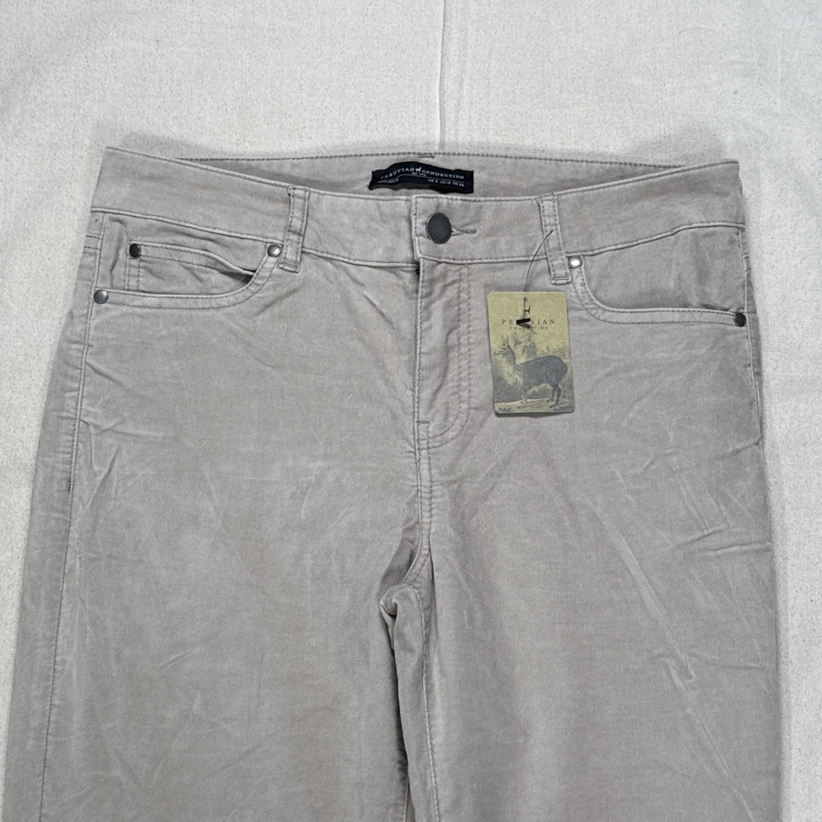 Peruvian Connection Parchment Velveteen Beige Stretchy Jeans Size 8 NWT