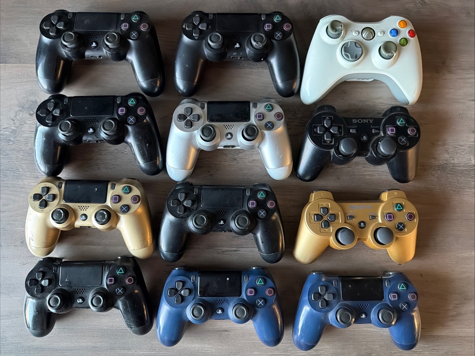 Lot of 12 Broken AS IS OEM Controllers 9 PS4 2 PS3 1 Xbox 360 For Parts / Repair