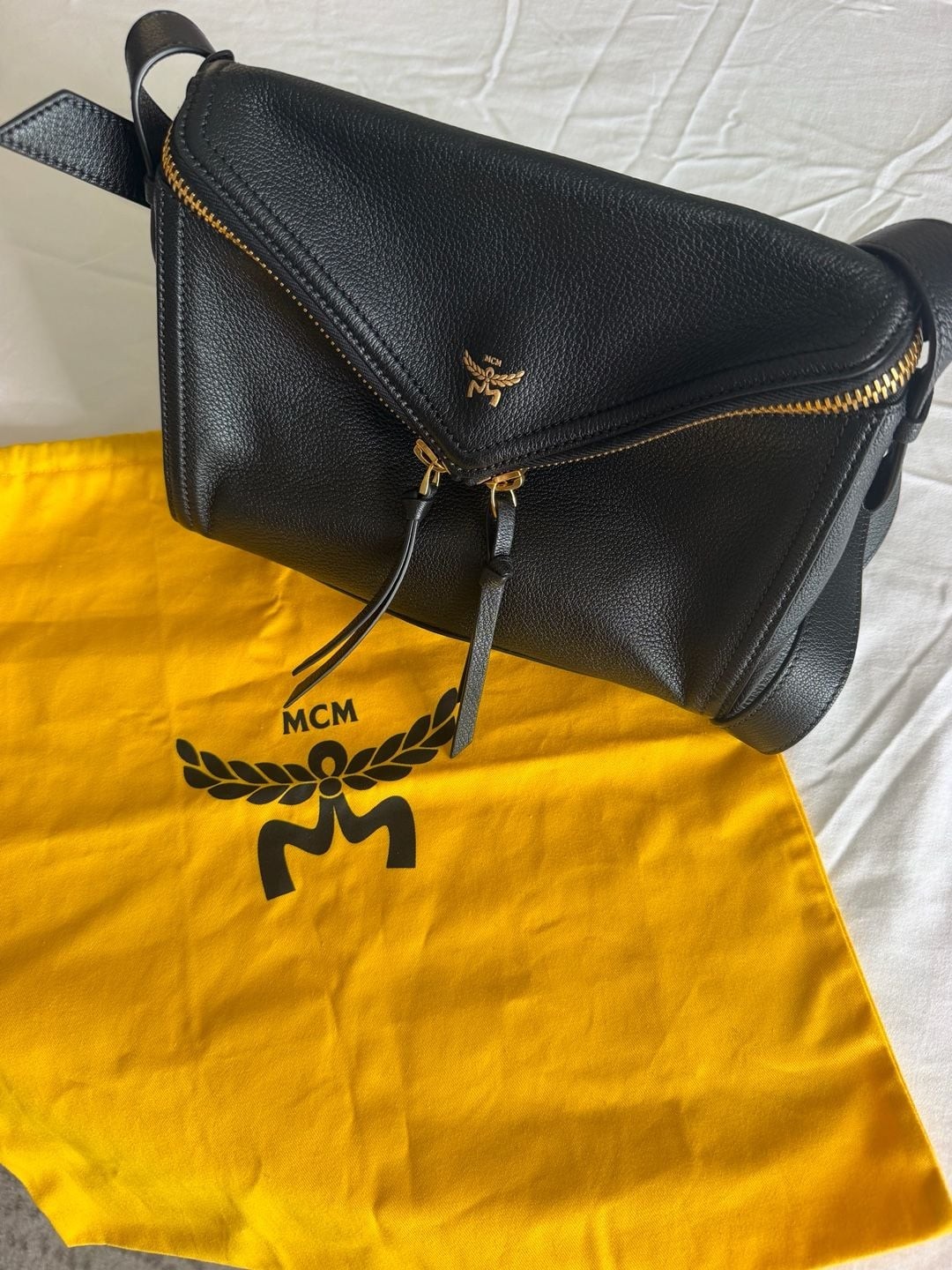 MCM Diamant 3D Small Goatskin Leather Shoulder Bag Black – MSRP $1,480