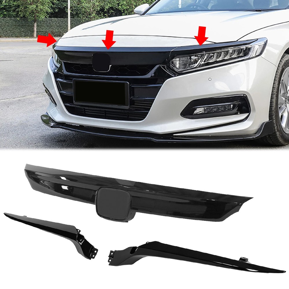 For 2018-2020 10th Gen Honda Accord Sedan JDM Sport Style Grille Glossy Black