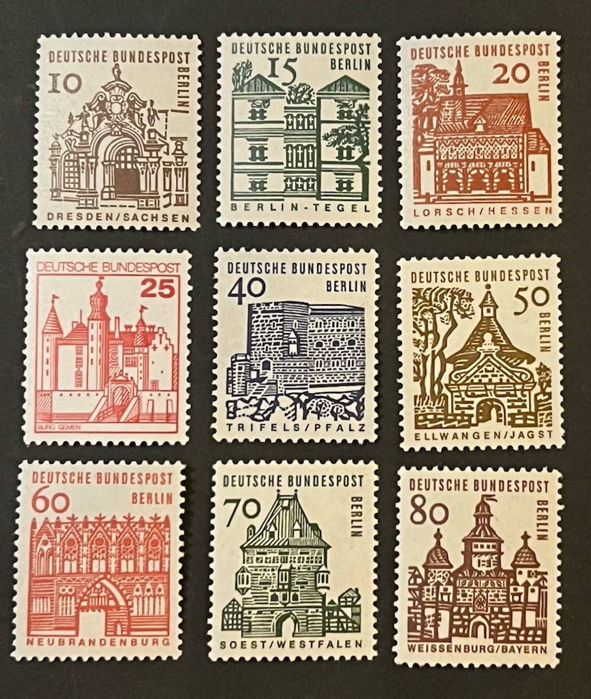 Travelstamps: 1977 Germany Berlin Stamps - Lot of 9  Castles - Mint MNH OG