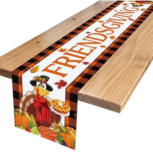 Friendsgiving Table Decorations Friendsgiving Plaid Table Runner for 