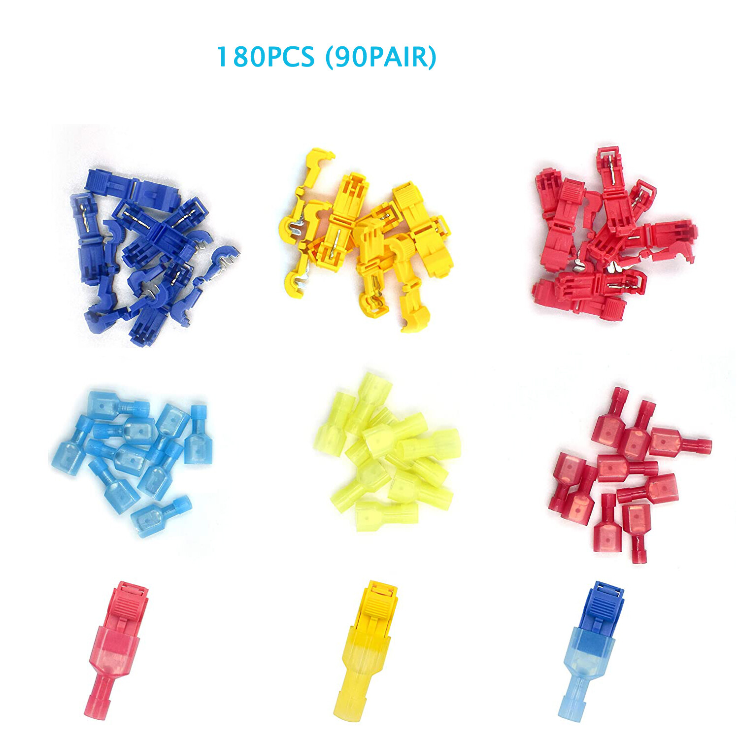 240/60psc T-Taps Wire Terminal Connectors Insulated Quick Splice Combo Kit Lot