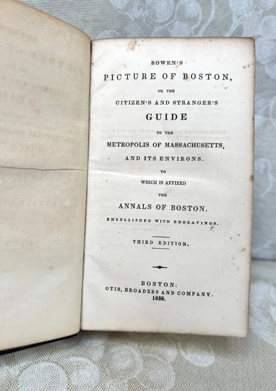 Bowen\'s Picture of Boston Book w/ two Folding Maps 1838, 3rd Edition