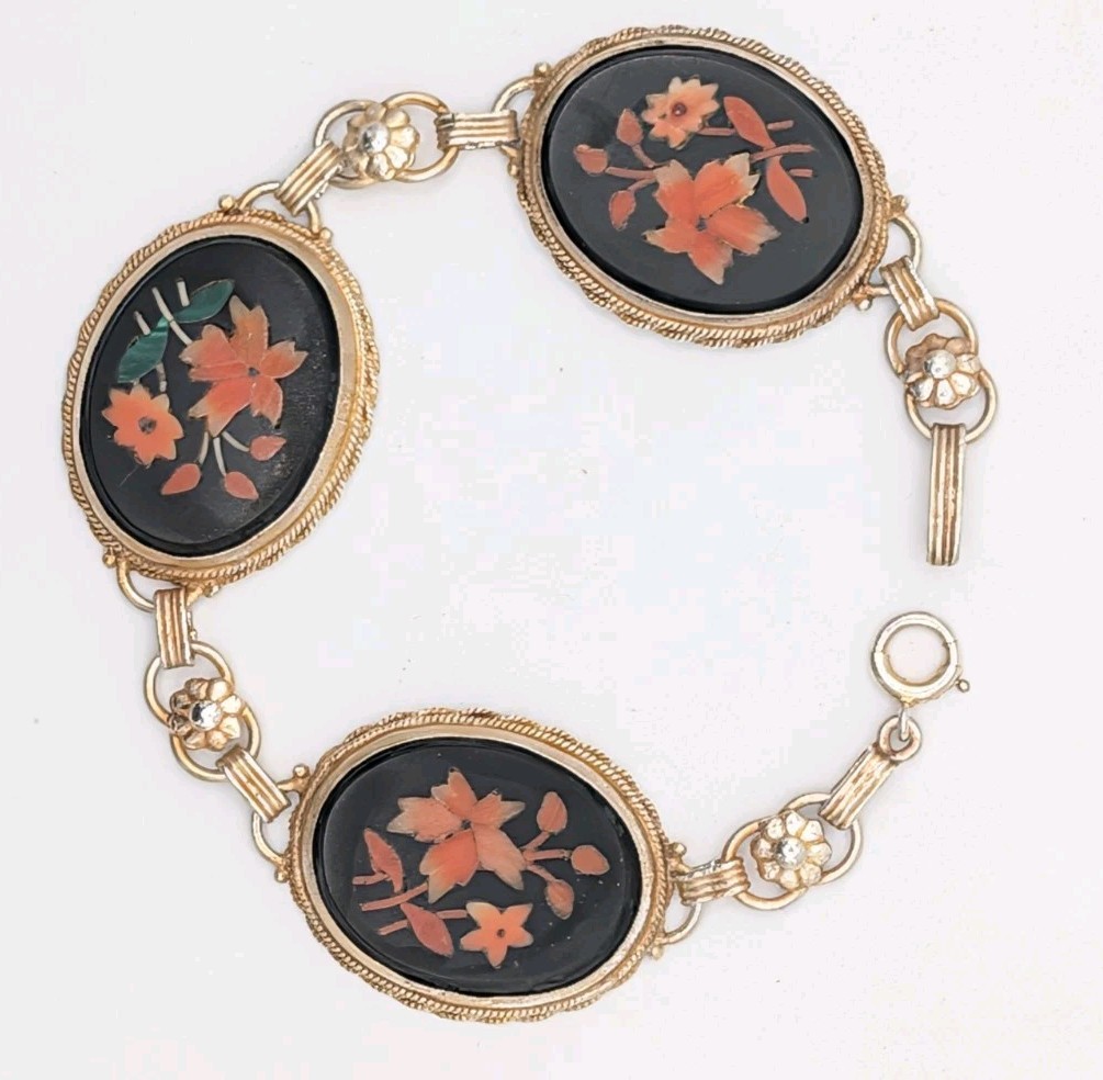 Antique Victorian Pietra Dura Mosaic Flowers Floral Inlay 7\