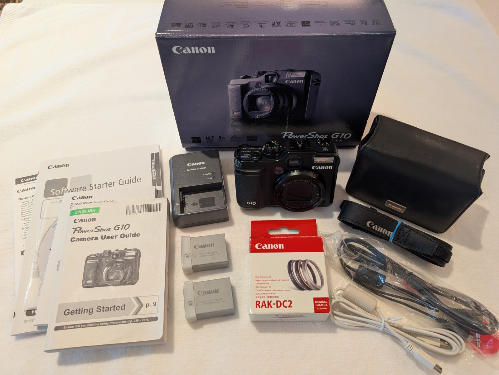 Canon PowerShot G10 14.7MP Digital Camera Bundle, 2 Batteries, TESTED, 