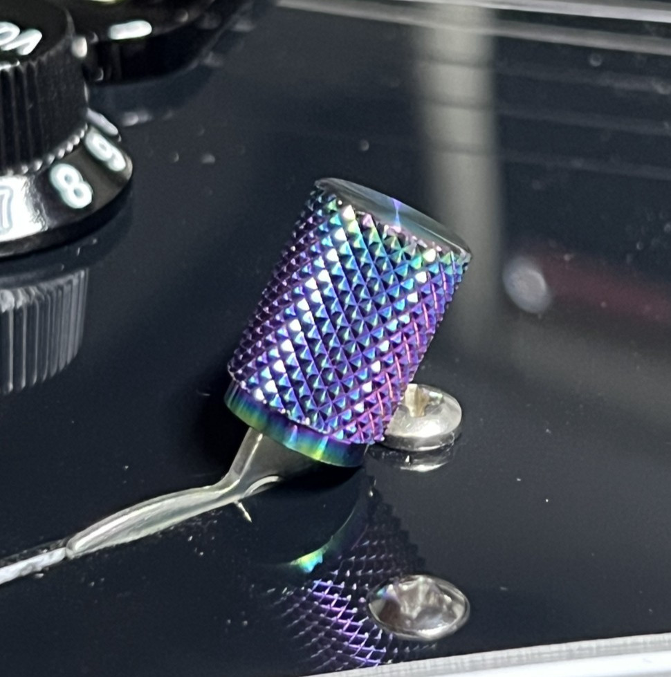 Kinnatone LONG Rainbow Knurled stainless Steel Guitar switch tip Blade Style