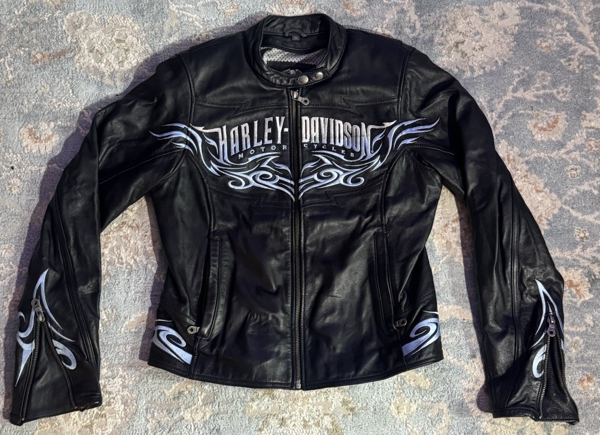 Vintage HARLEY DAVIDSON Women\'s Leather Jacket Cafe Racer  w/ Liner Size SMALL