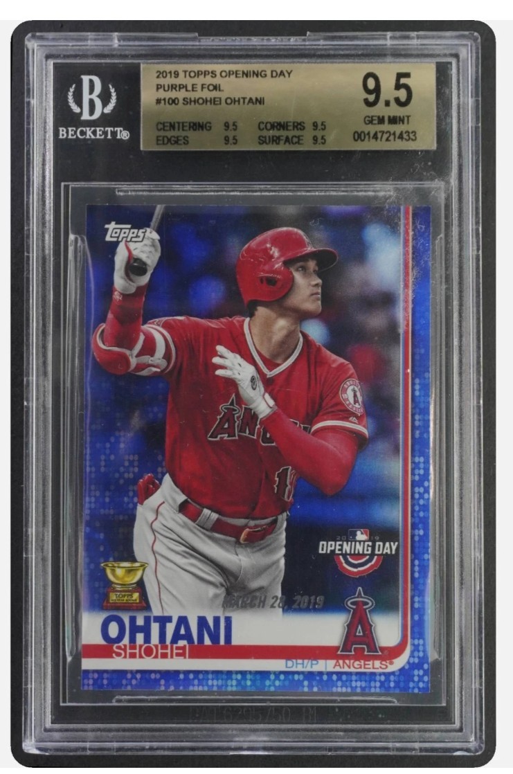 2019 Topps Opening Day Shohei Ohtani Purple Foil #100 RC Rookie Cup BGS 9.5 SP