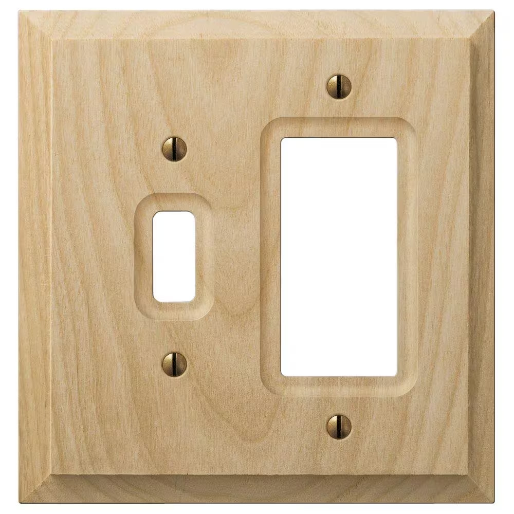 Cabin 2 Gang 1-Toggle and 1-Rocker Wood Wall Plate - Unfinished Cabin 2 Gang 1-Toggle and 1-Rocker Wood Wall Plate - Unfinished
