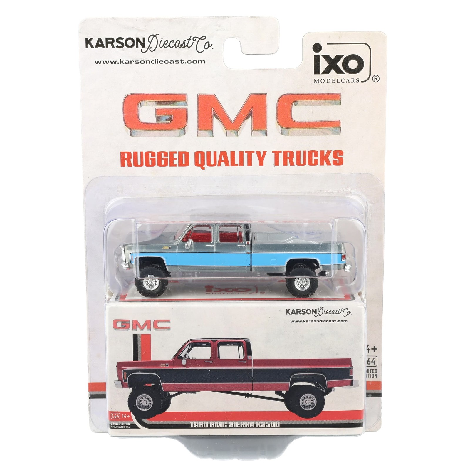 1/64 Lifted 1980 GMC Sierra Classic K3500 Wideside Crew Cab Pickup, IAPR1023