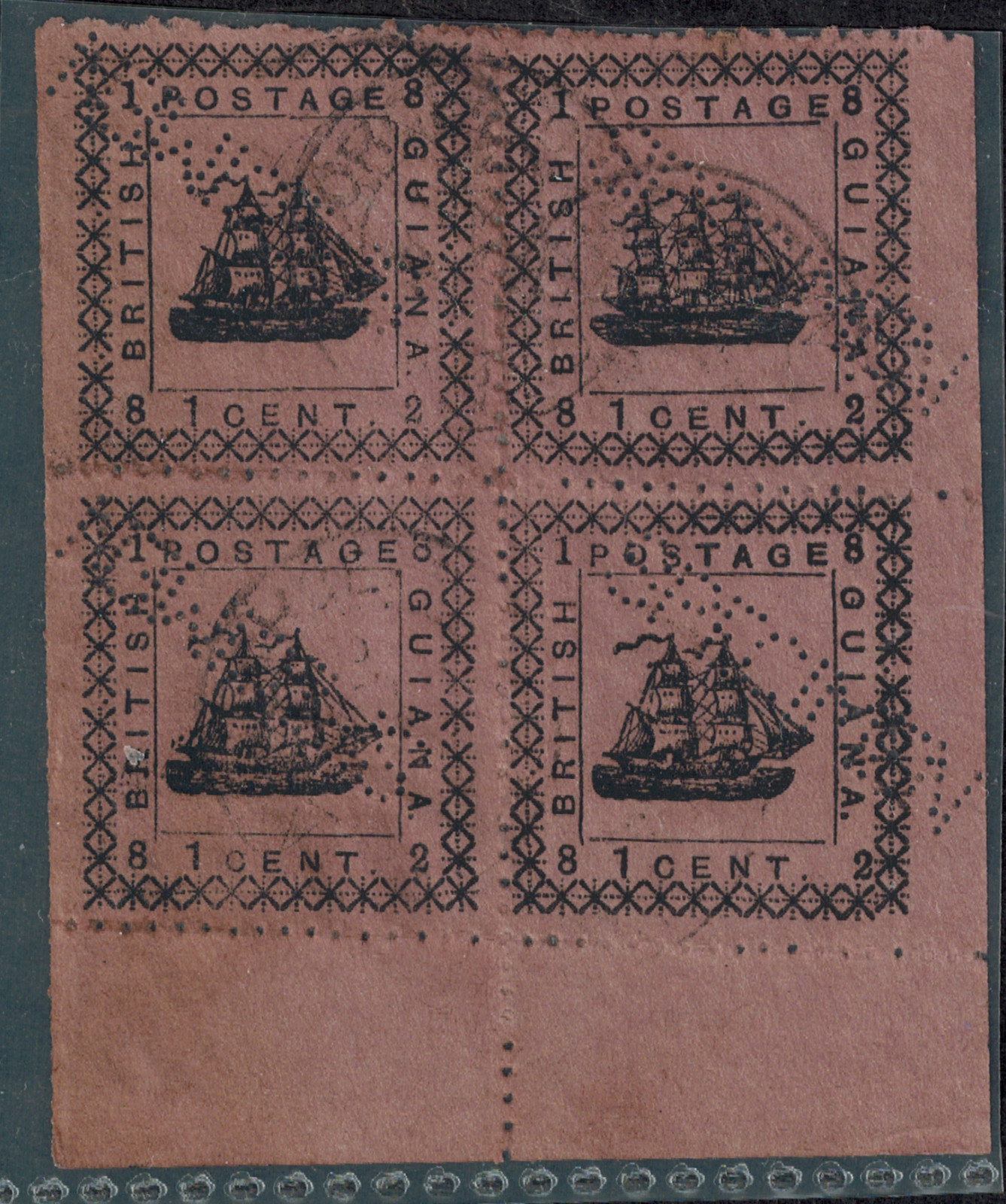 British Guiana 1881 SG 162 & 164 1 Cent Magenta 5th PTG Positions 9, 10, 11, 12