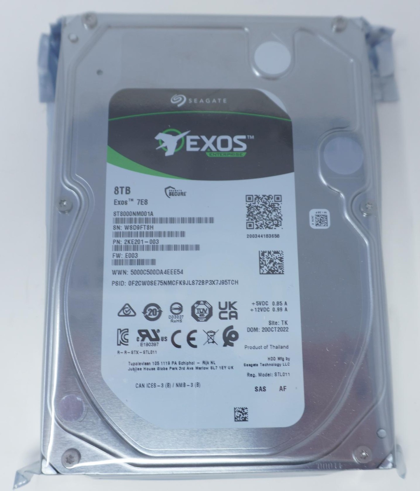 SEAGATE ST8000NM001A EXOS 8TB 7.2K 12G 3.5INCH SAS HDD