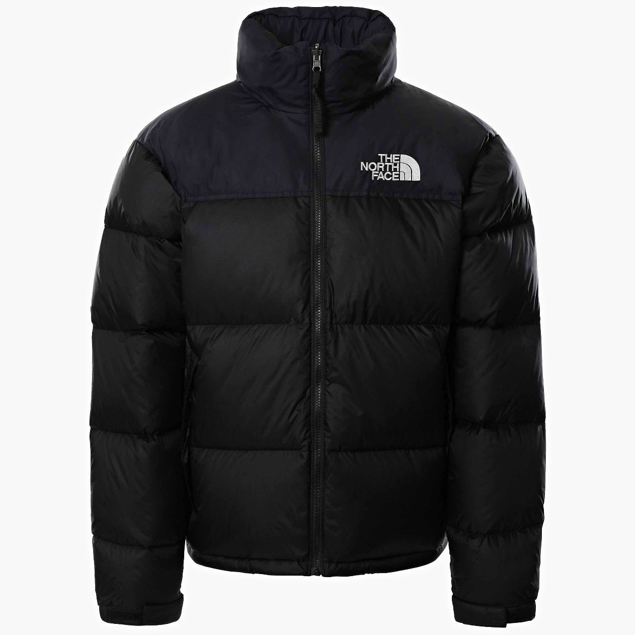 The North Face Men\'s Black Puffer Jacket Full Zip Logo Stand-Up Collar The North Face Men\'s Black Puffer Jacket Full Zip Logo Stand-Up Collar