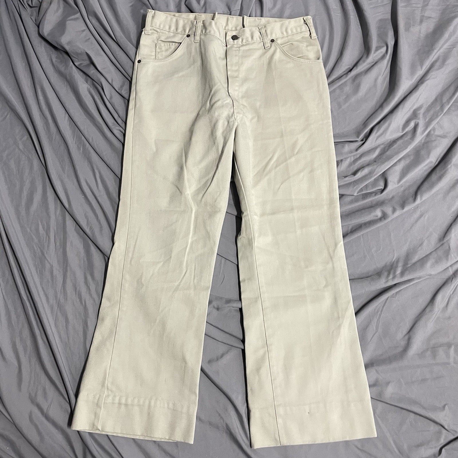 Vintage 60s 70s Big Yank Khaki Beige Workwear Pants Trousers 34x27 Talon Zip