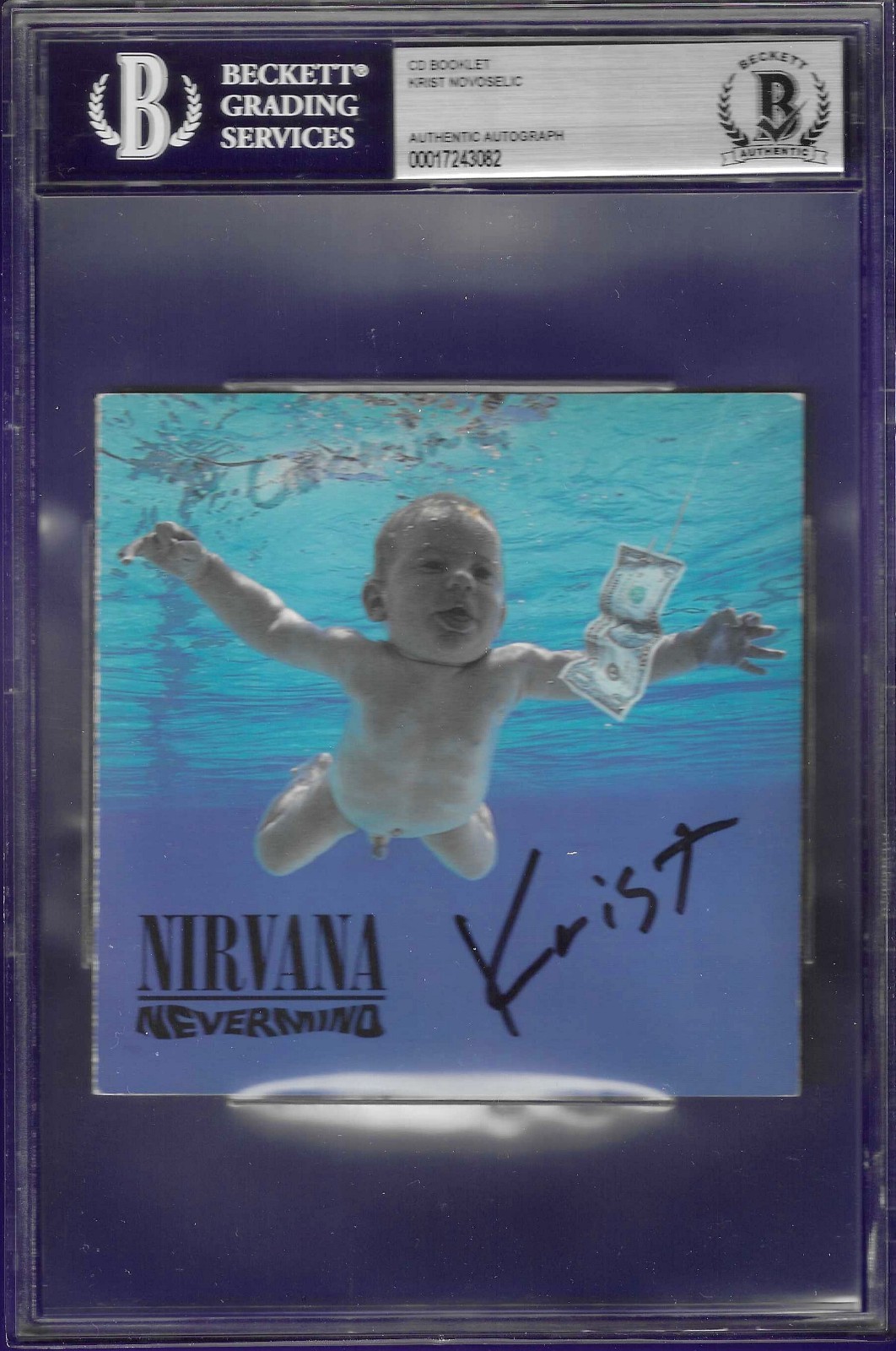 KRIST NOVOSELIC SIGNED NEVERMIND CD BOOKLET ENCAPSULATED BAS BGS AUTOGRAPH AUTO KRIST NOVOSELIC SIGNED NEVERMIND CD BOOKLET ENCAPSULATED BAS BGS AUTOGRAPH AUTO