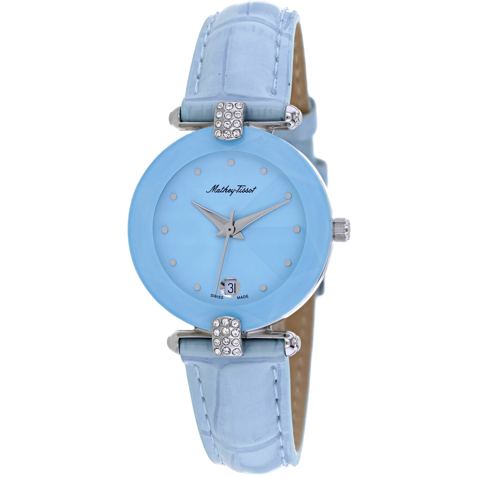 Mathey Tissot Women\'s Watch Pyramide Quartz Blue Dial Leather Strap P318F