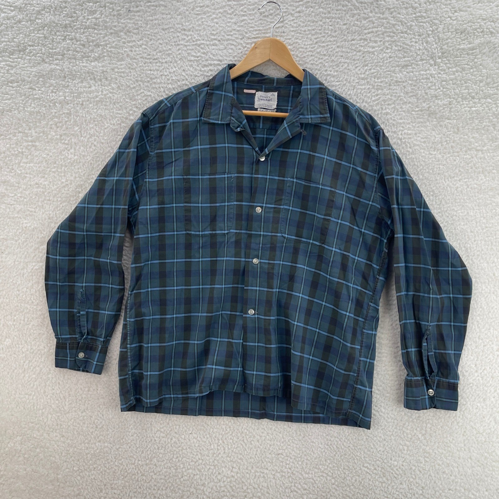 Vintage Penneys Towncraft Shirt Mens XL Loop Collar Button Up Rockabilly 50s 60s Vintage Penneys Towncraft Shirt Mens XL Loop Collar Button Up Rockabilly 50s 60s