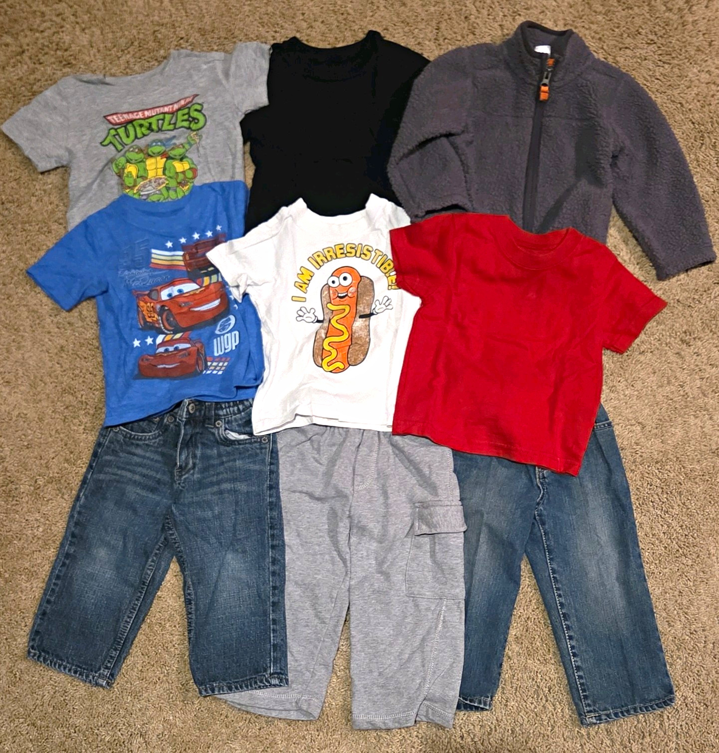 Carter\'s Levi\'s Boys 9pc Clothing Lot 18-24M Tees Jeans Pants Fleece Jacket