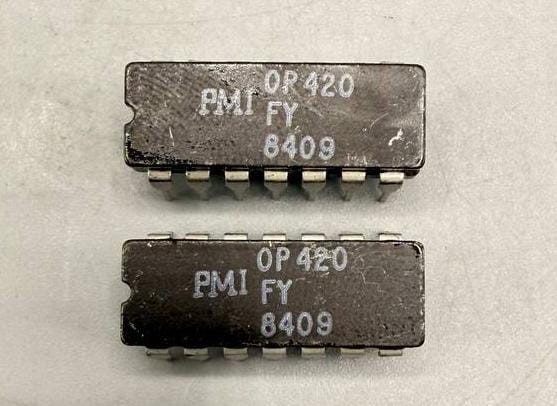 2pc PMI OP420FY Quad Micropower Op-Amp ICs Delco GM 1611901 CerDIP-14 1984 Vtg