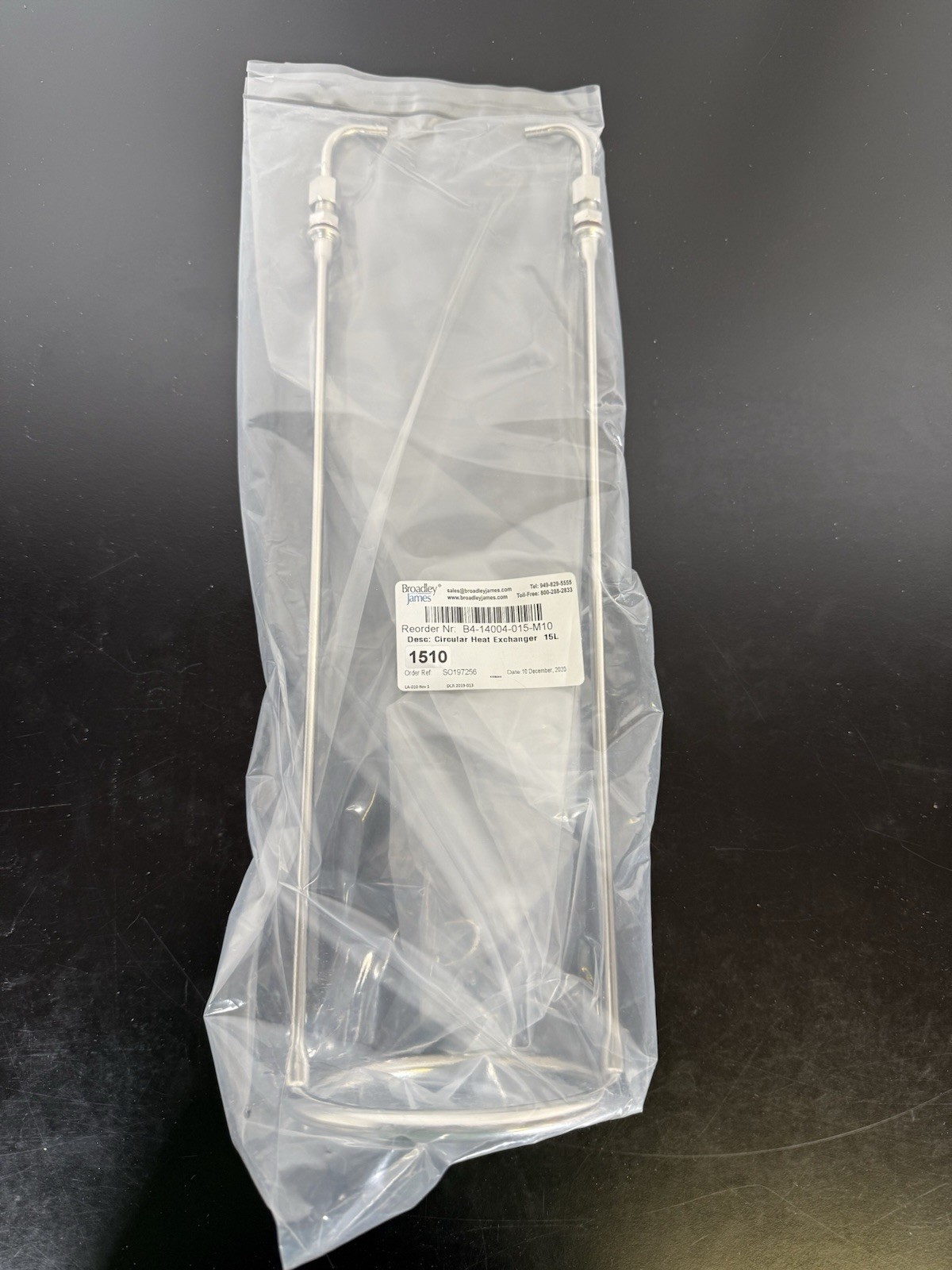 Circular Heating Exchange Loop for a 15L Broadley James or Applikon Bioreactor