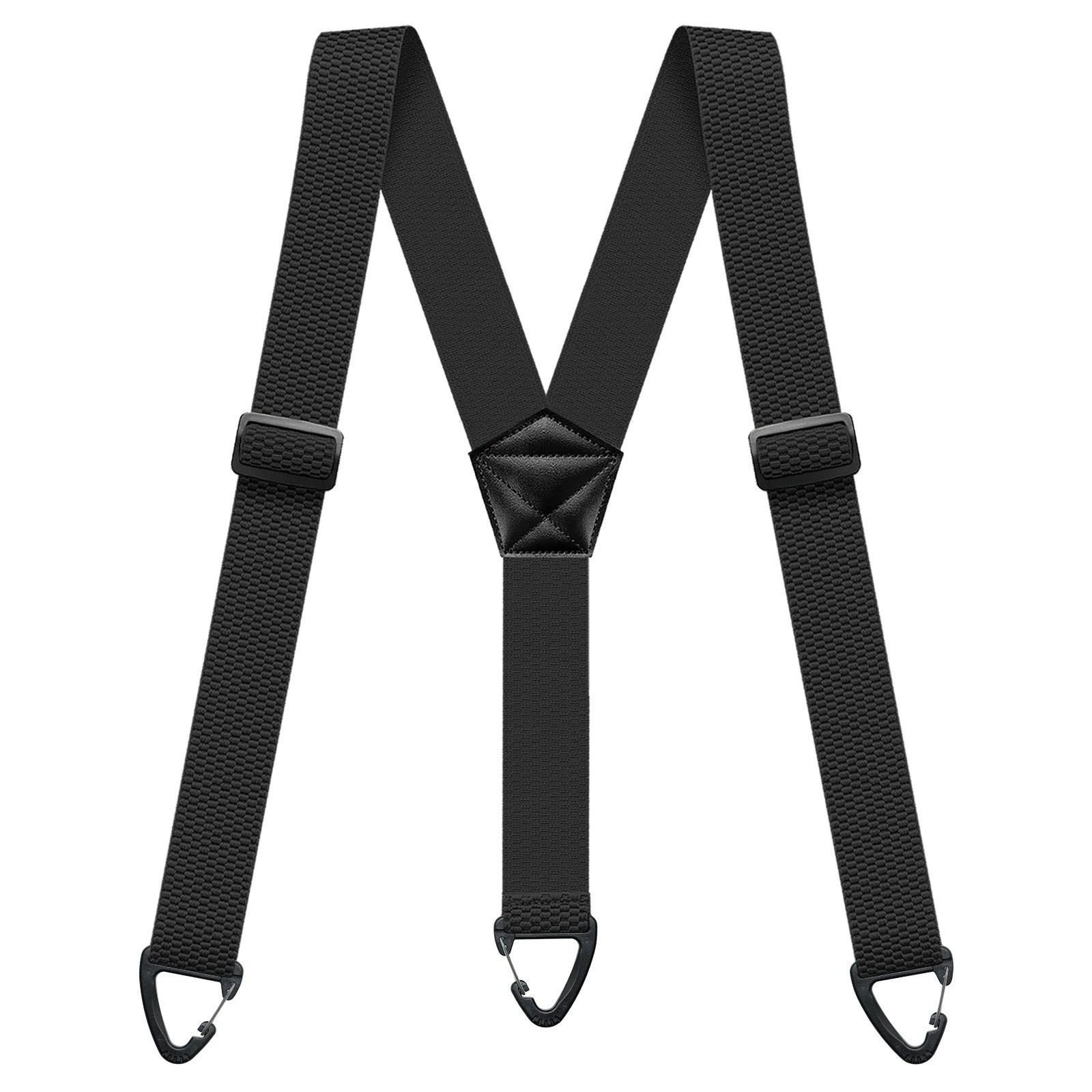 Heavy Duty Suspenders for Men Elastic Adjustable Clip-On Black One Size Fits All