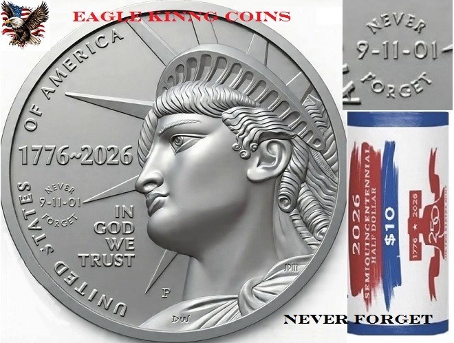 🔥 Pre-Sale 2026-P  9/11 Privy Enduring Liberty Half Dollar 20 Coin Roll 26R911