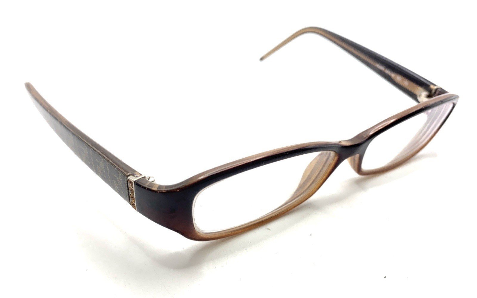 Fendi F838R 200 Brown Slim Rectangle Eyeglasses Frames 53-14 130 Italy Designer