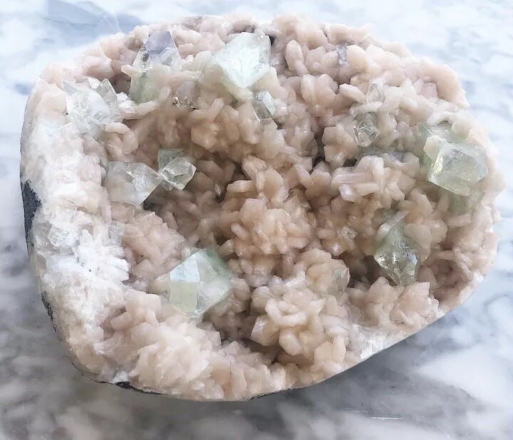Very Large Green Apophyllite And Pink Stilbite Mineral Crystal Decor From India Very Large Green Apophyllite And Pink Stilbite Mineral Crystal Decor From India