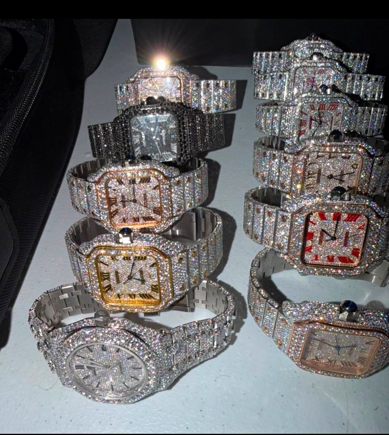Moissanite Iced-Out Style Wristwatches Assorted Styles & Colors