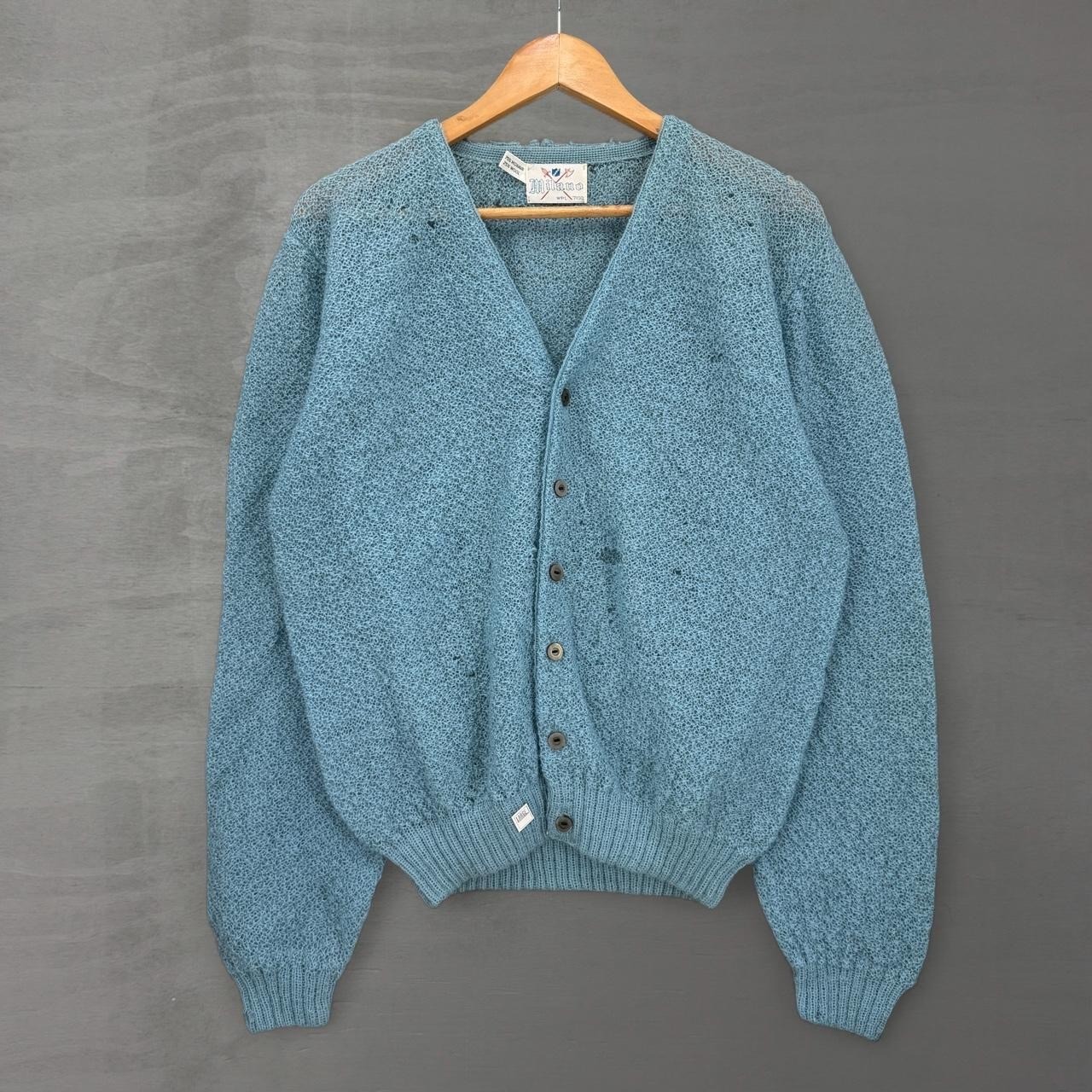 Vintage 60s Milano Curt Cobain Cardigan Sweater Mohair Wool Distressed Large