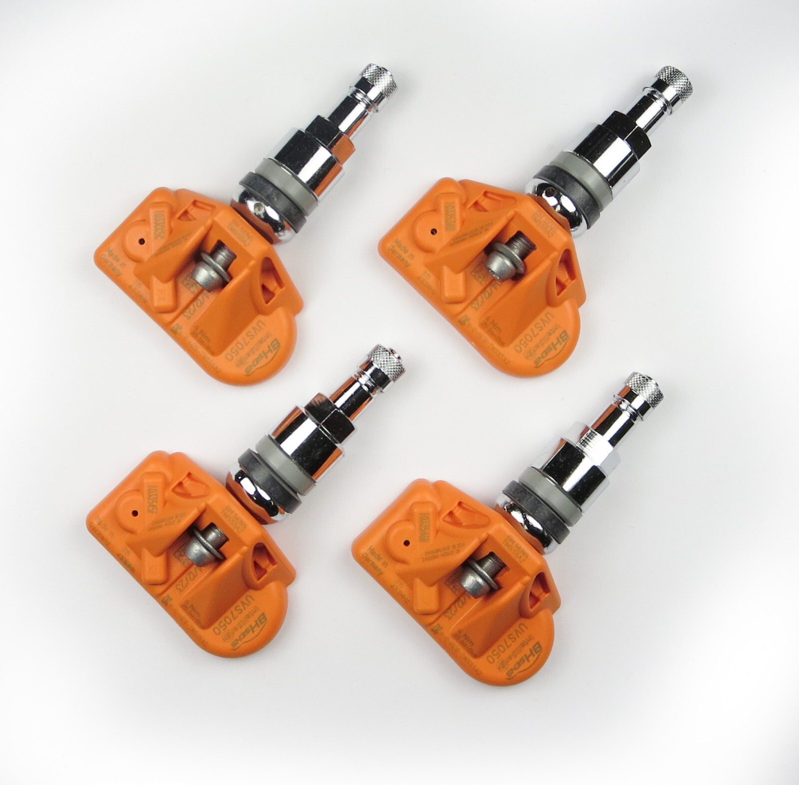 New Huf Chrome Stem TPMS Set 433mhz Fits 2012 2013 2014 Porsche Cayman GTS