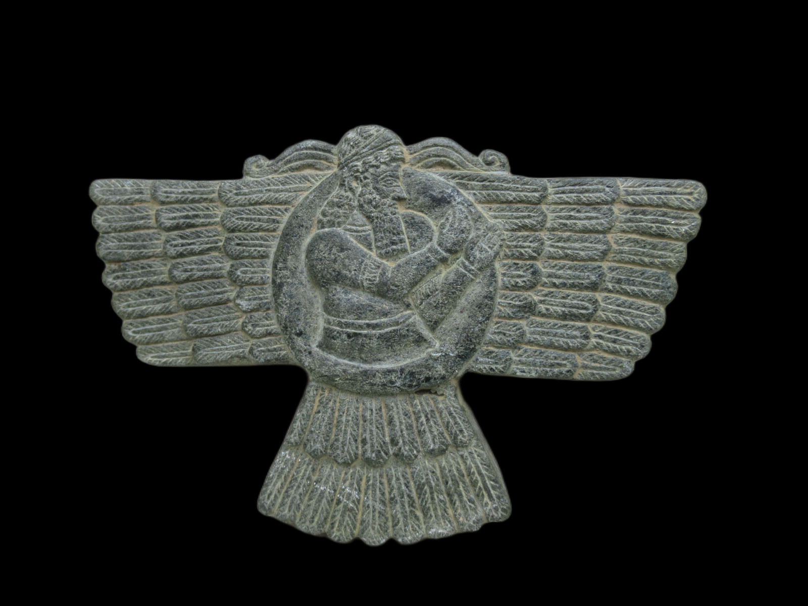 ANCIENT NEAR EASTERN BLACK STONE ORNAMENT/DIETY BEARDED SUMER WARRIOR ANCIENT NEAR EASTERN BLACK STONE ORNAMENT/DIETY BEARDED SUMER WARRIOR