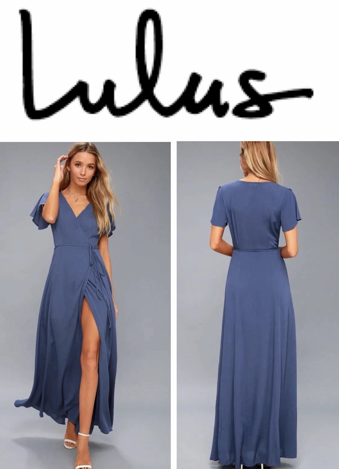 40. Lulus Women\'s Blue Wrap Dress NWT