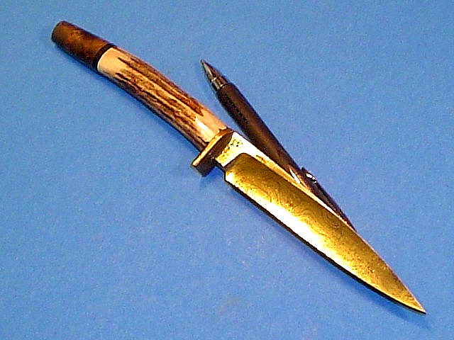 VINTAGE CHUCK STAPEL DAMASCUS KNIFE~~some damage VINTAGE CHUCK STAPEL DAMASCUS KNIFE~~some damage
